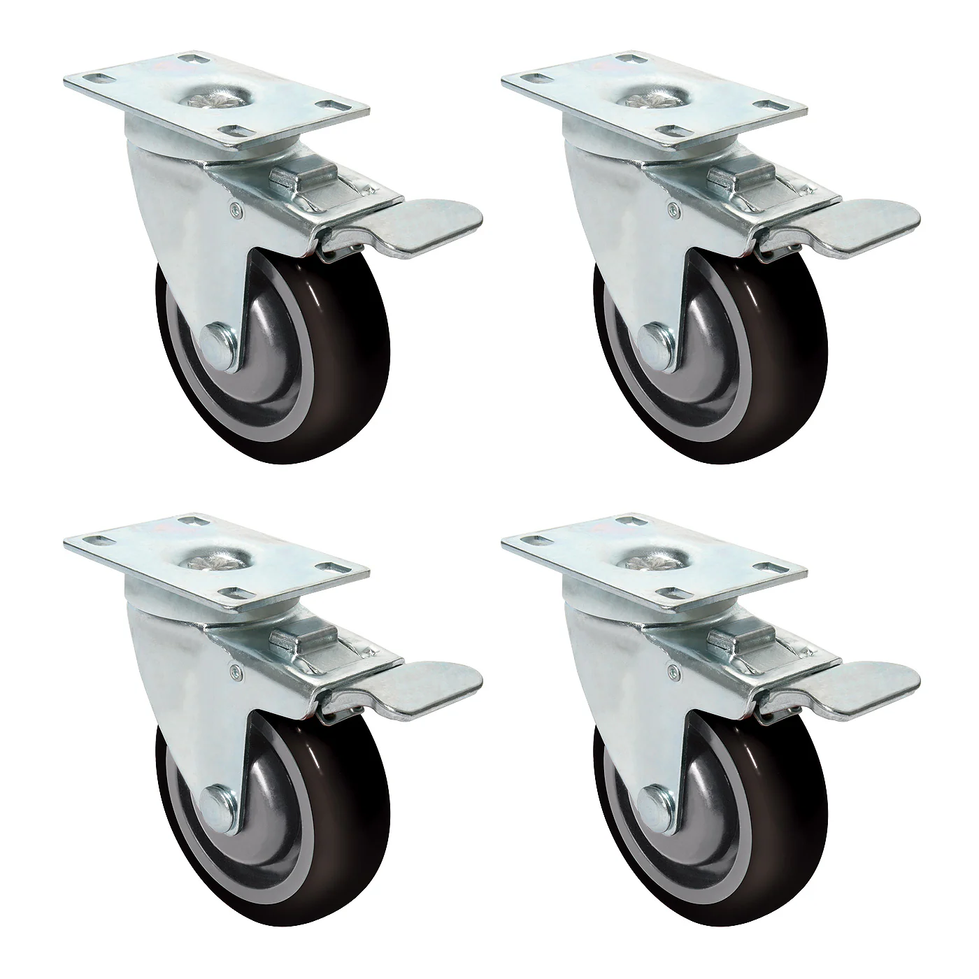 Castors with Brake - 100mm - Pack of 4 - Image 2