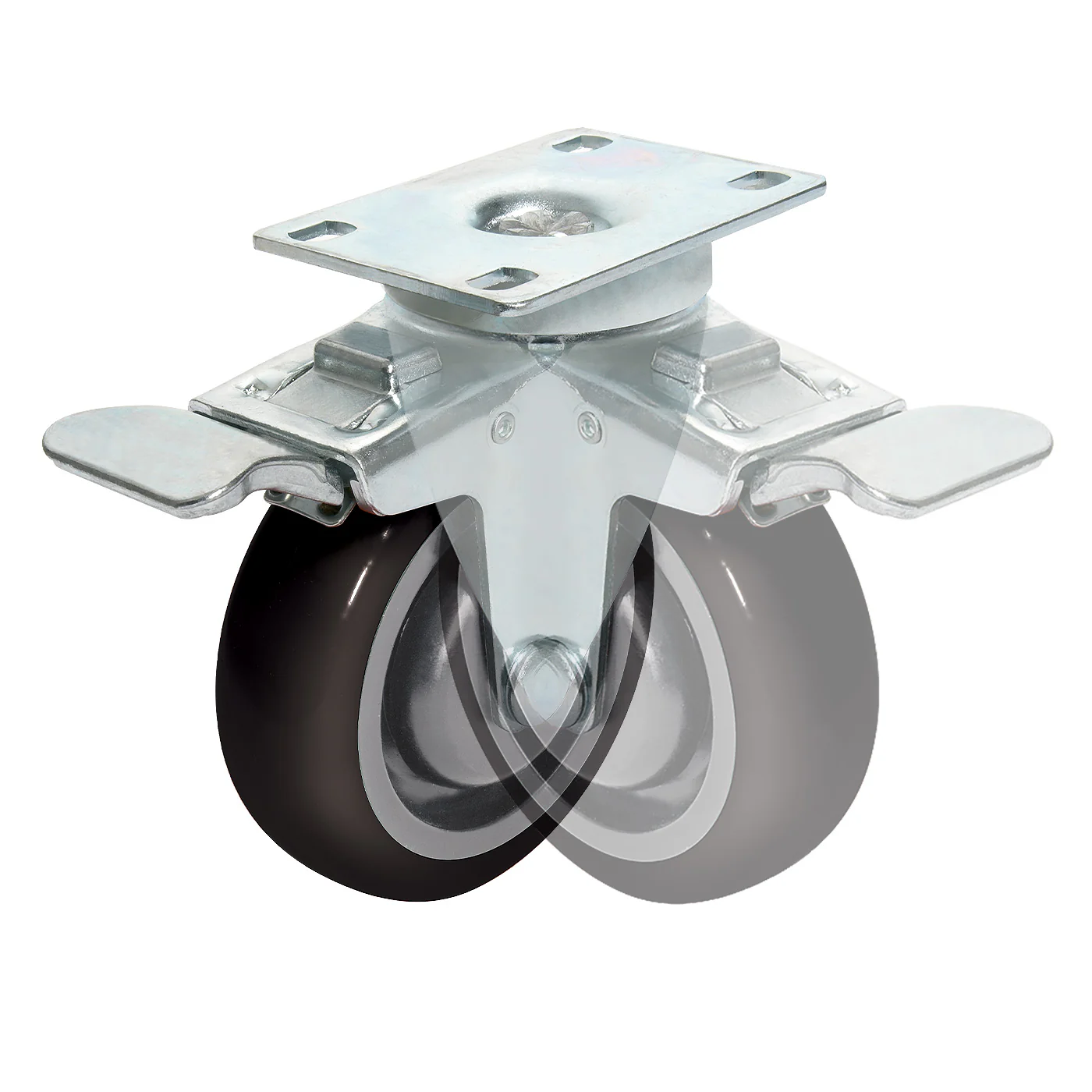 Castors with Brake - 100mm - Pack of 4 - Image 3