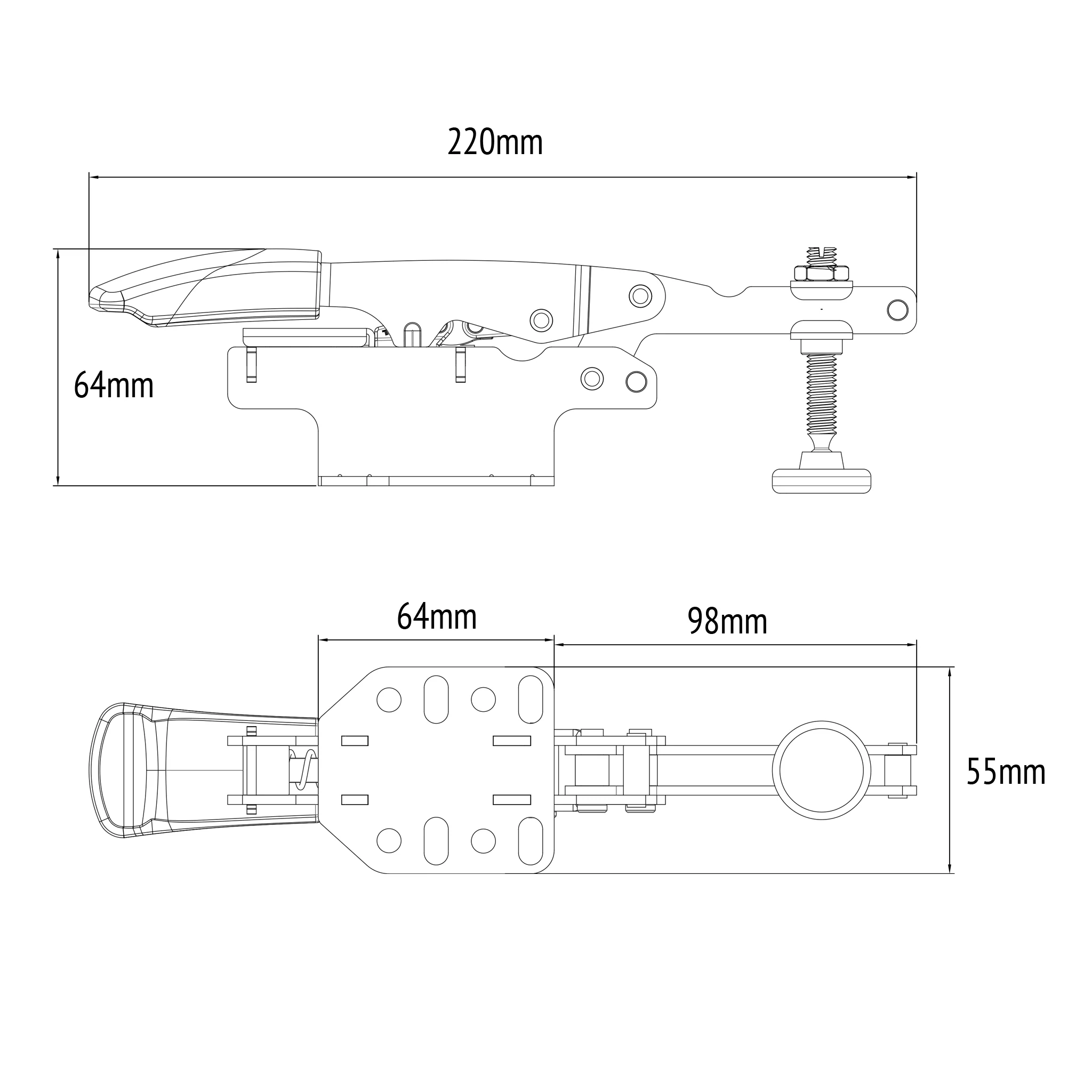 Horizontal Toggle Clamp - 60mm with Plate and Posts - Image 9