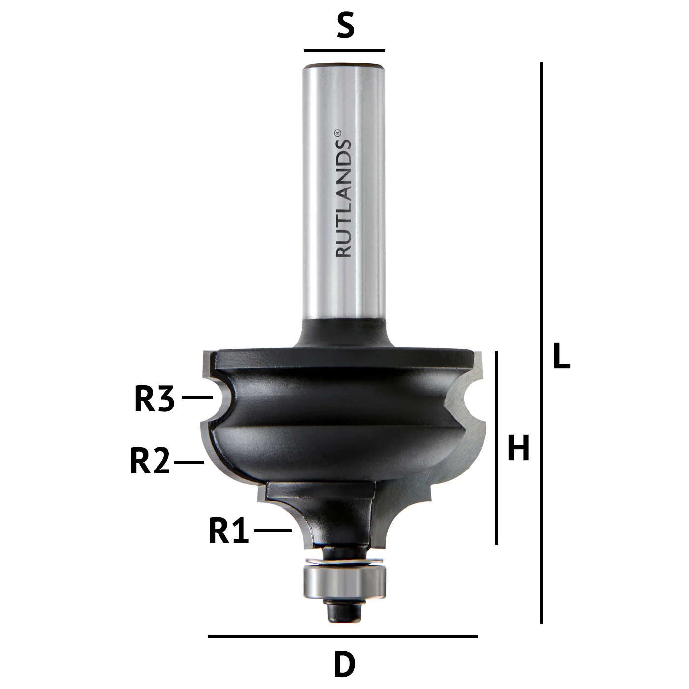 Router Bit - Bold Classical Ogee - D=44.5mm H=30.2mm R1=7.14mm L=84mm S=1/2" - Image 3