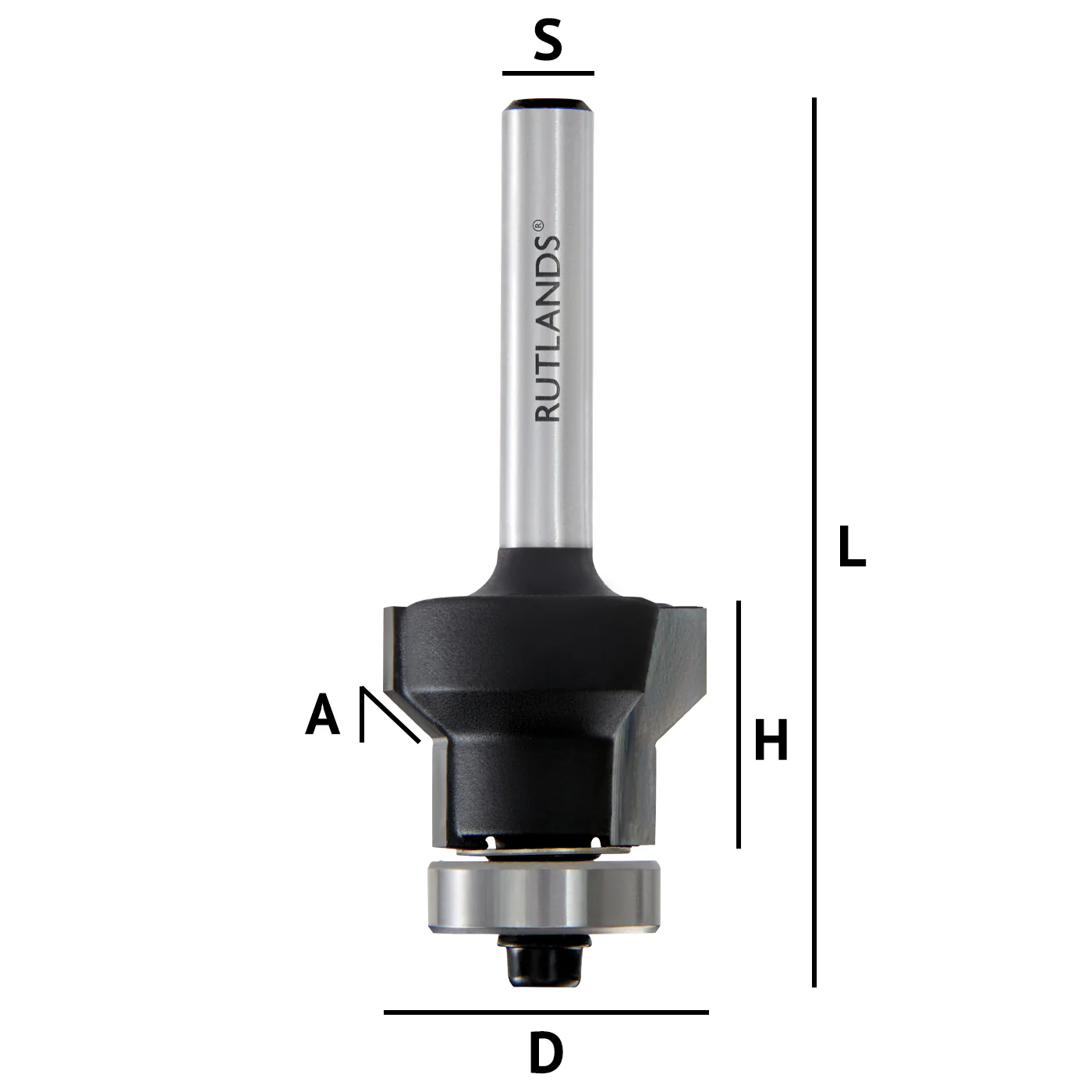 Router Bit - Combination Flush & Bevel Trim with Bearing - D=22mm H=16mm A=45° L=61mm S=1/4" - Image 3