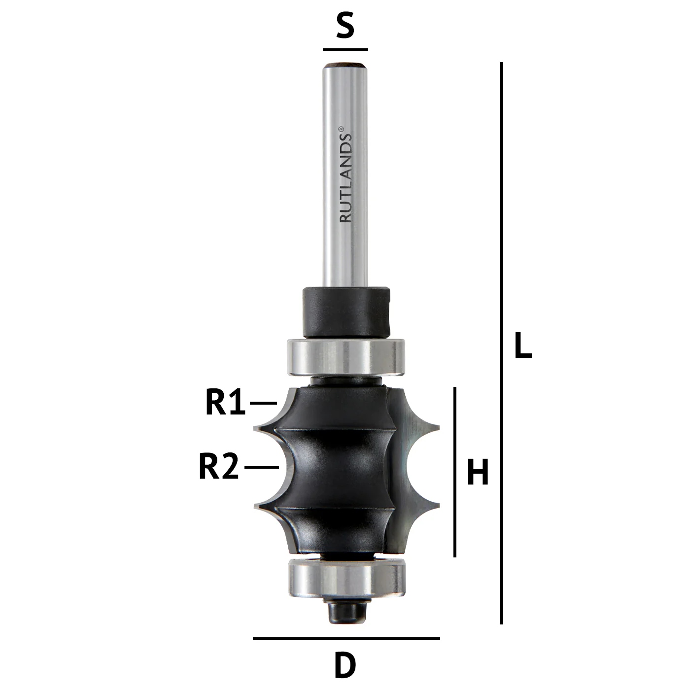 Router Bit - Double Sunk Bead - D=25mm H=22mm R1&R2=5mm L=76mm S=1/4" - Image 3