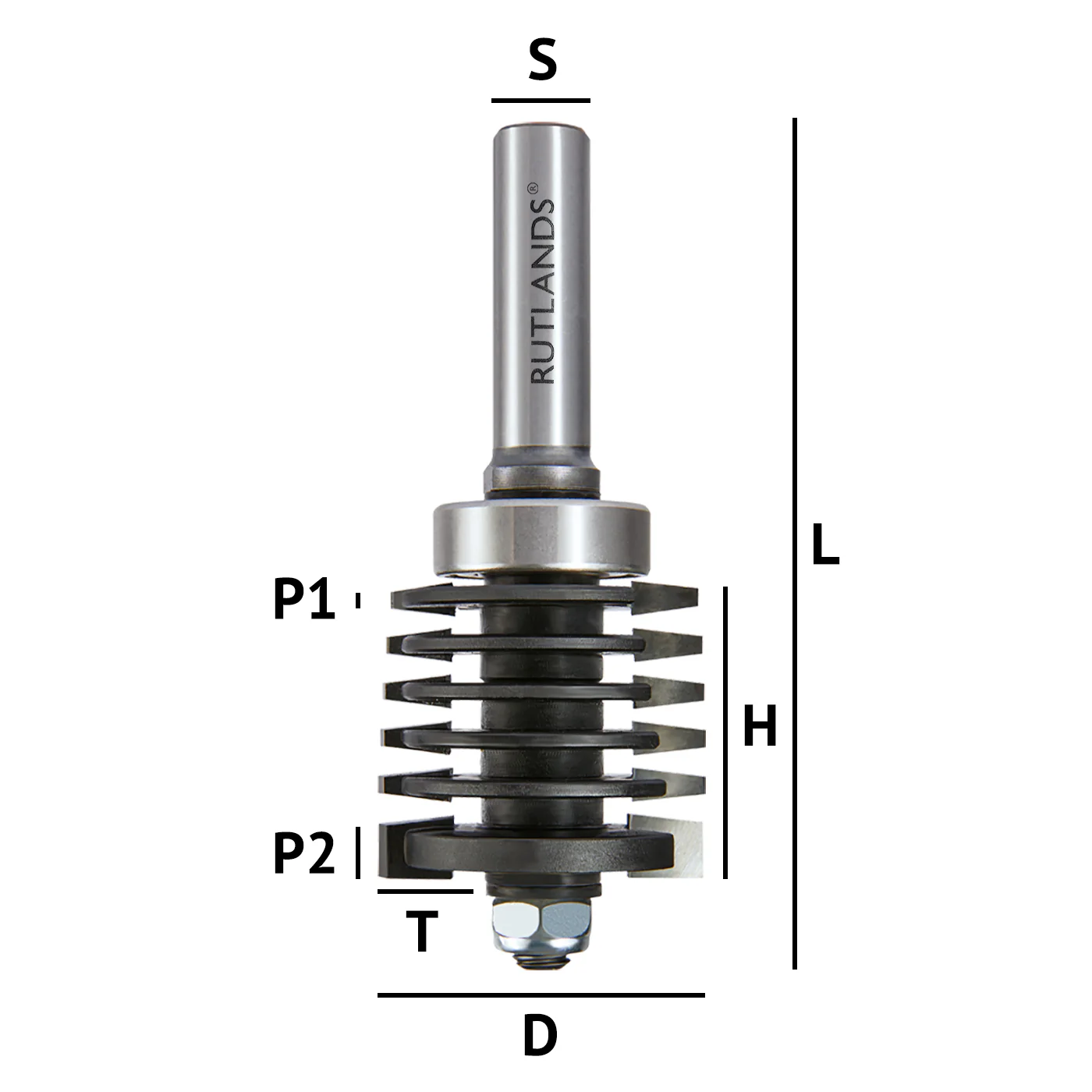 Router Bit - Finger Joint - D=42mm H=38.1mm T=7mm P1=6.7mm P2=2.2mm L=108mm S=1/2" - Image 3