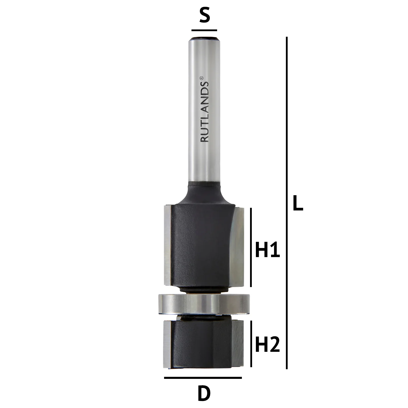 Router Bit - Flush Trim with Central Bearing - D=18mm H1=15mm H2=9mm L=64.2mm S=1/4" - Image 3