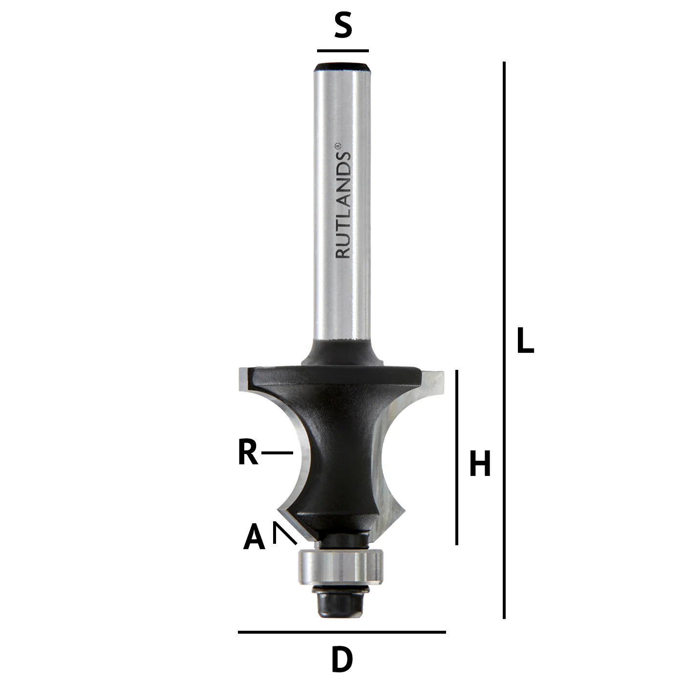 Router Bit - Knuckle Joint - D=23.8mm H=19mm A=45° R=7.14mm L=62mm S=1/4" - Image 3