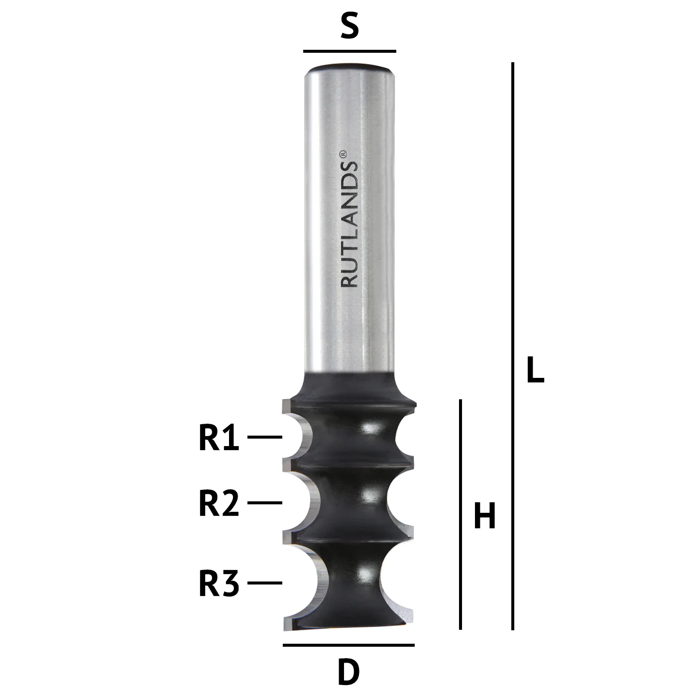 Router Bit - Loose Tenon - D=22mm H=32mm R1=3mm R2=4mm R3=5mm L=75mm S=1/2" - Image 3