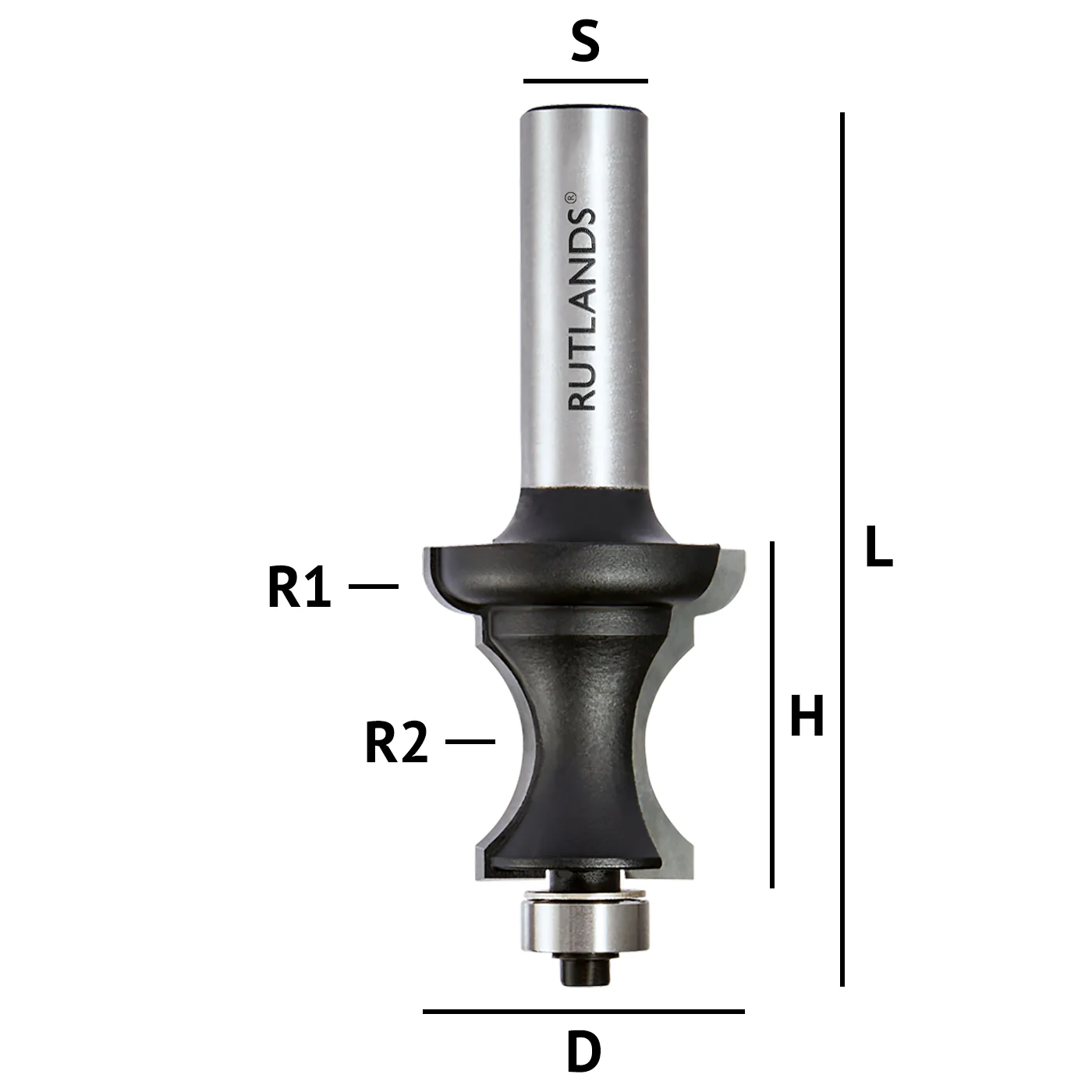 Router Bit - Palace Pattern - D=31.8mm H=32.5mm R1=5.16mm R2=12.3mm L=86mm S=1/2" - Image 3
