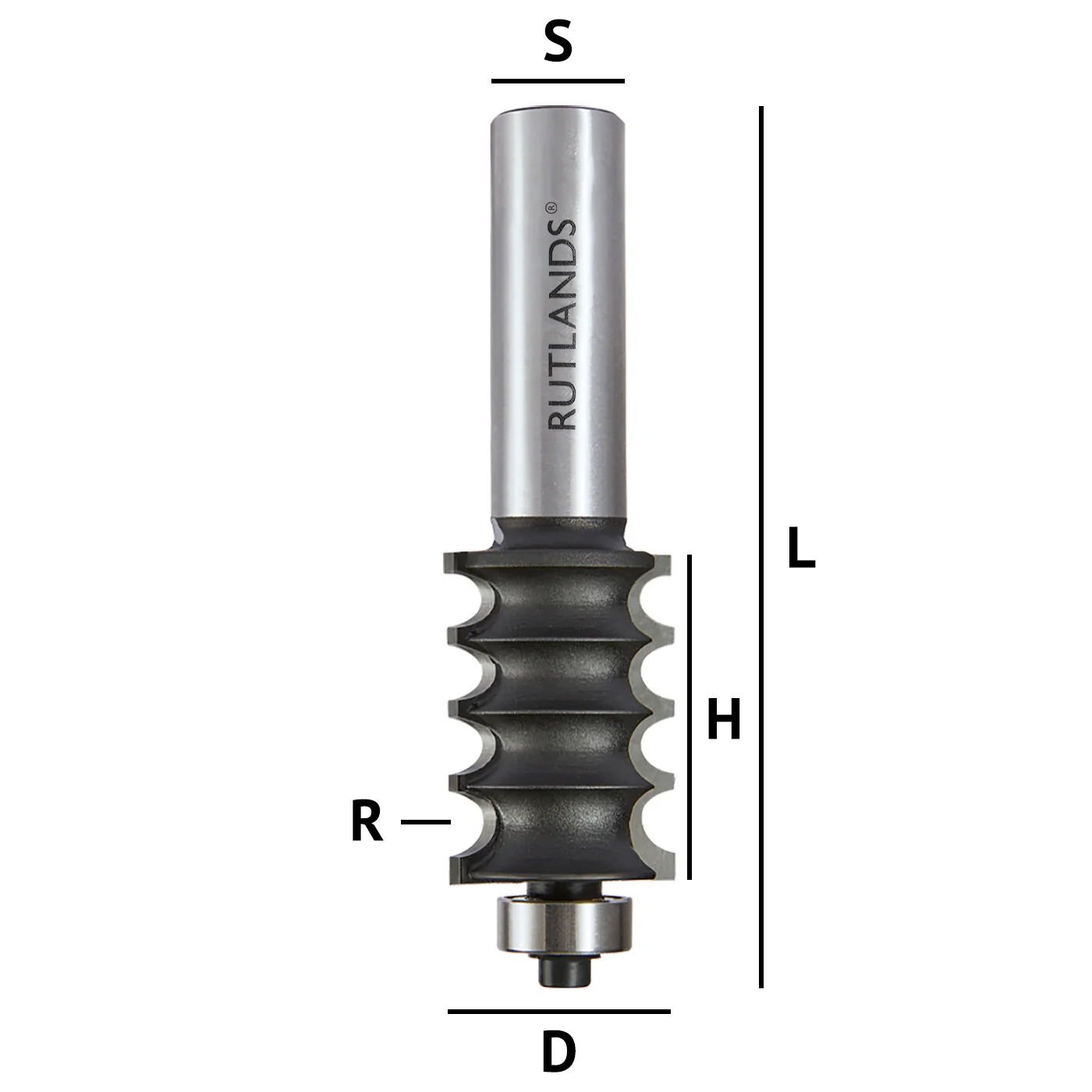 Router Bit - Quadruple Beading - D=22.2mm H=33.3mm R=3.18mm L=87mm S=1/2" - Image 3