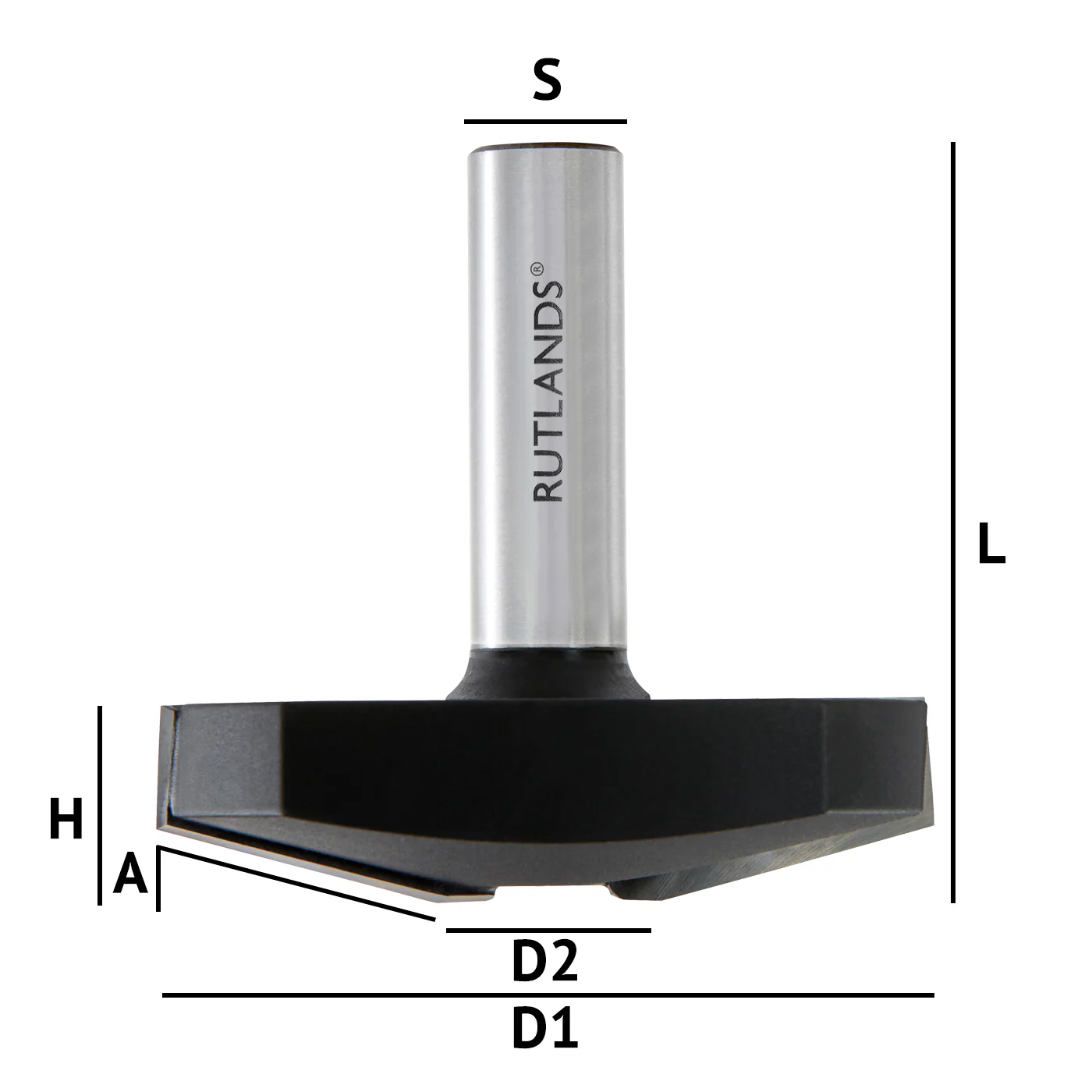 Router Bit - Raised Panel - Bevel - D1=64mm D2=20mm H=16mm A=15° L=61mm S=1/2" - Image 3