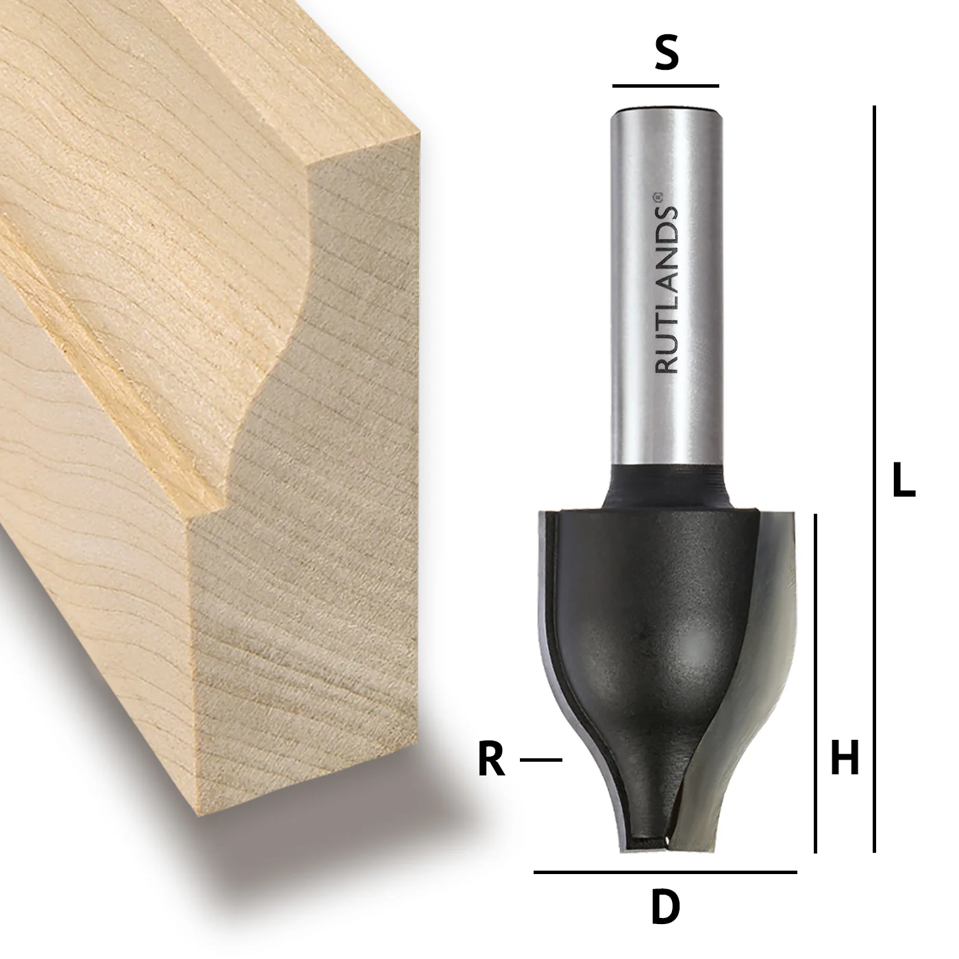 Router Bit - Raised Panel Vertical - Ogee - D=28.6mm H=38.1mm R=22.2mm L=82.5mm S=1/2"