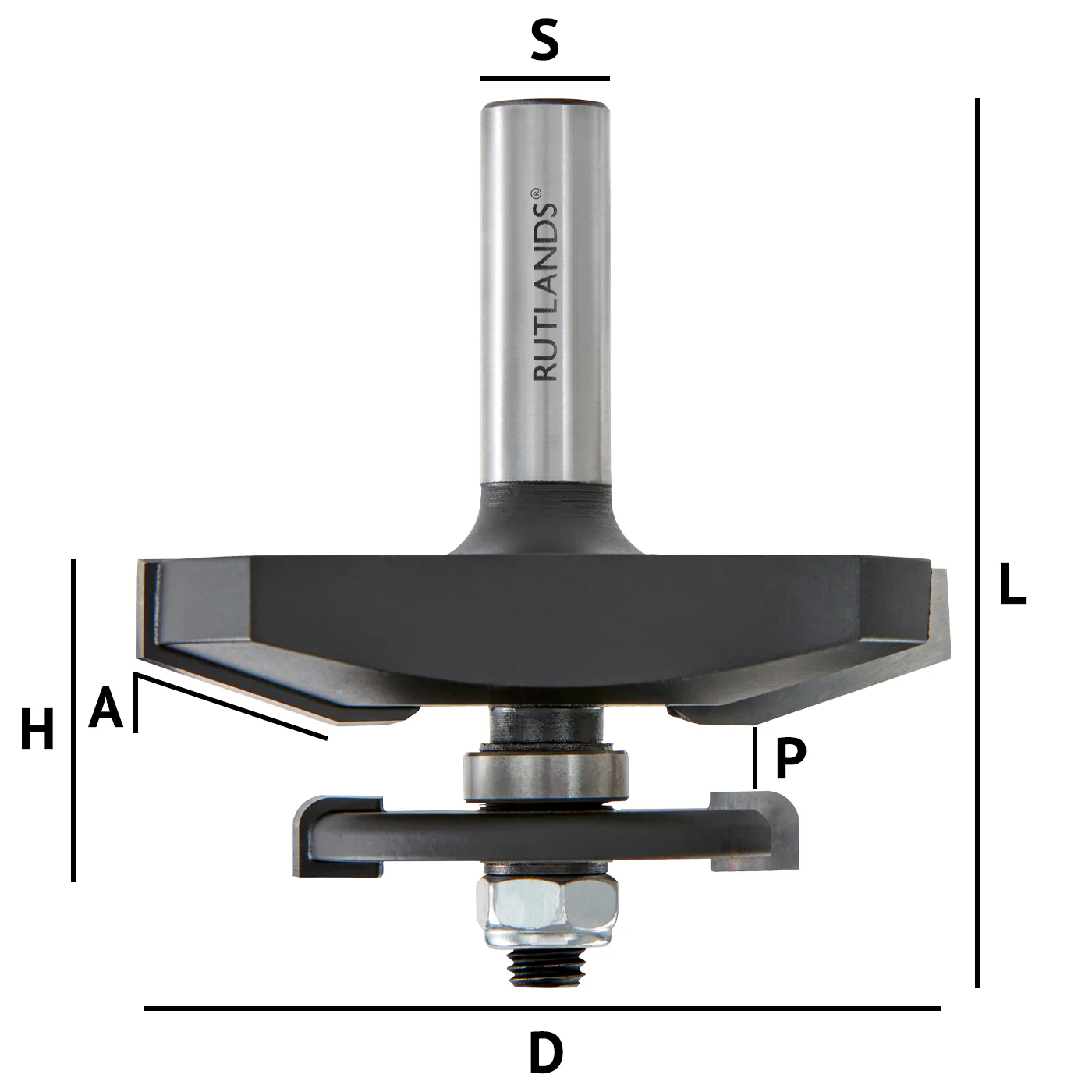 Router Bit - Raised Panel with Backcutter - Bevel - D=79.4mm H=30.2mm A=18° L=85.7mm S=1/2" - Image 3