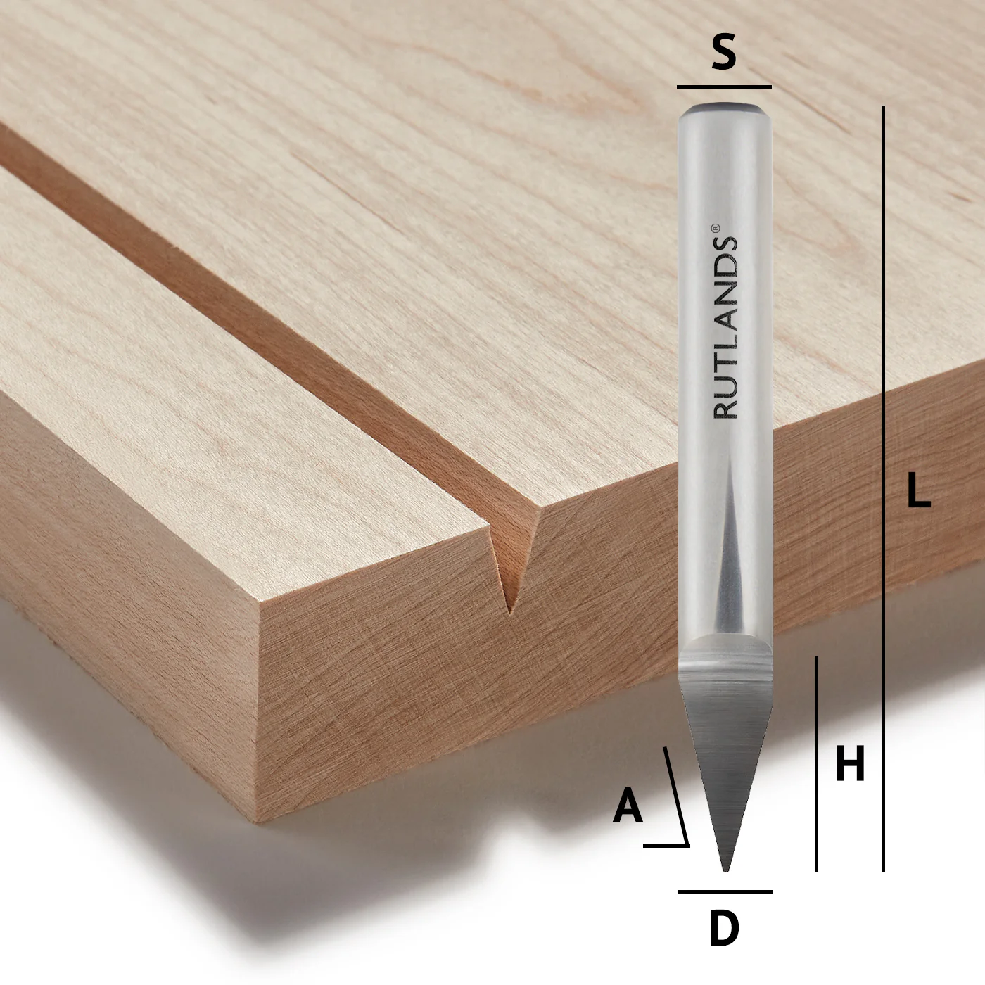 Solid Carbide Router Bit - Engraver - D=6.35mm Tip= 0.5mm H=11mm A=30° L=51mm S=1/4"