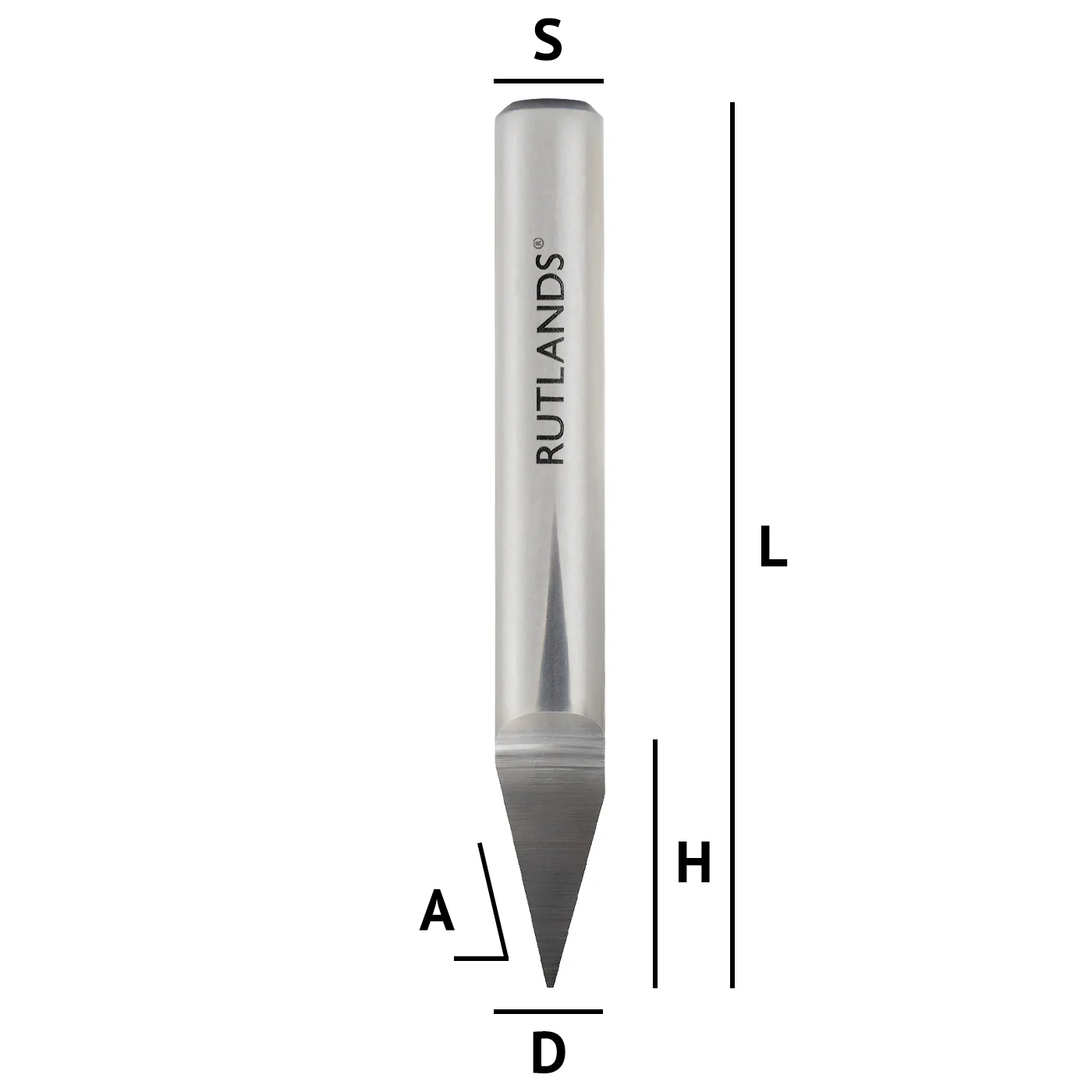 Solid Carbide Router Bit - Engraver - D=6.35mm Tip= 0.5mm H=11mm A=30° L=51mm S=1/4" - Image 3