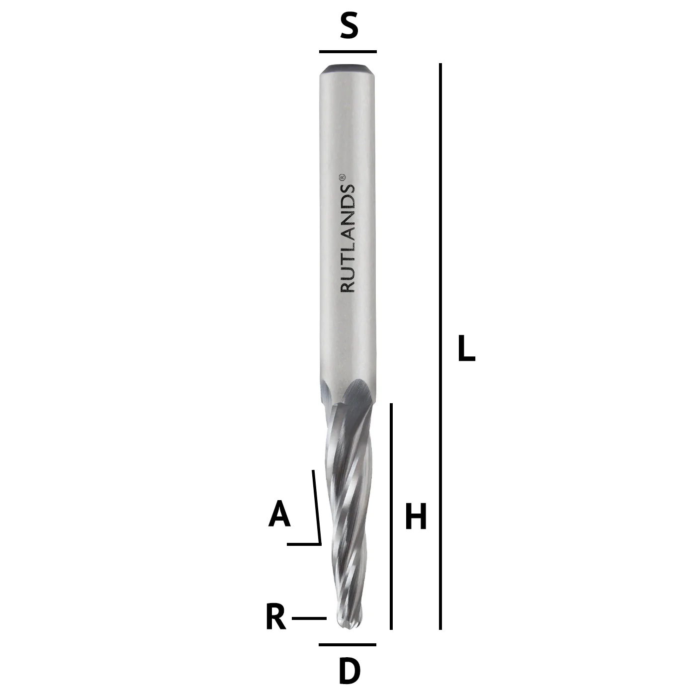 Solid Carbide Router Bit - Spiral 2 Flute Conical Ball Nose - Image 3