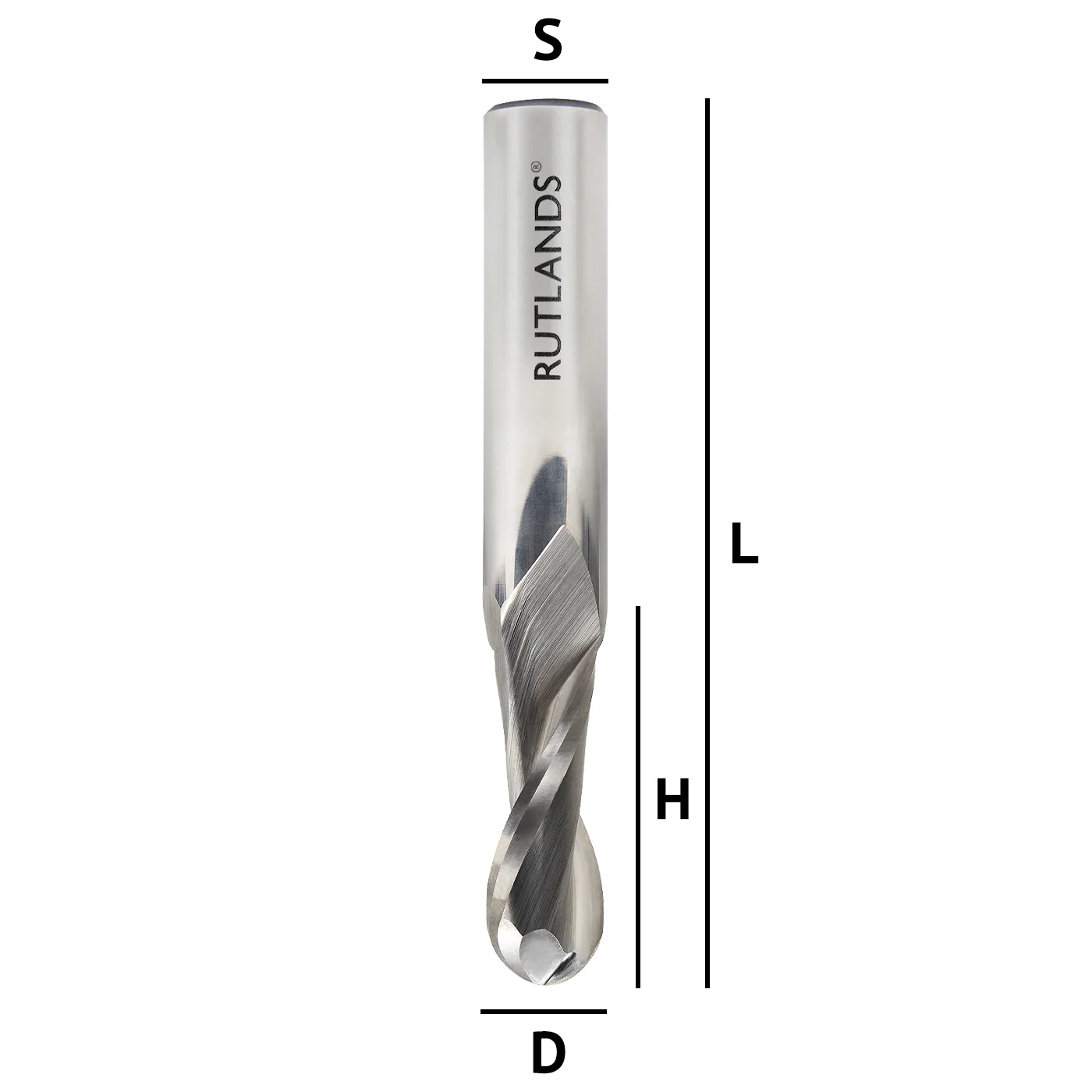 Solid Carbide Router Bit - Spiral Ball End Up Cut 2 Flute - Image 3