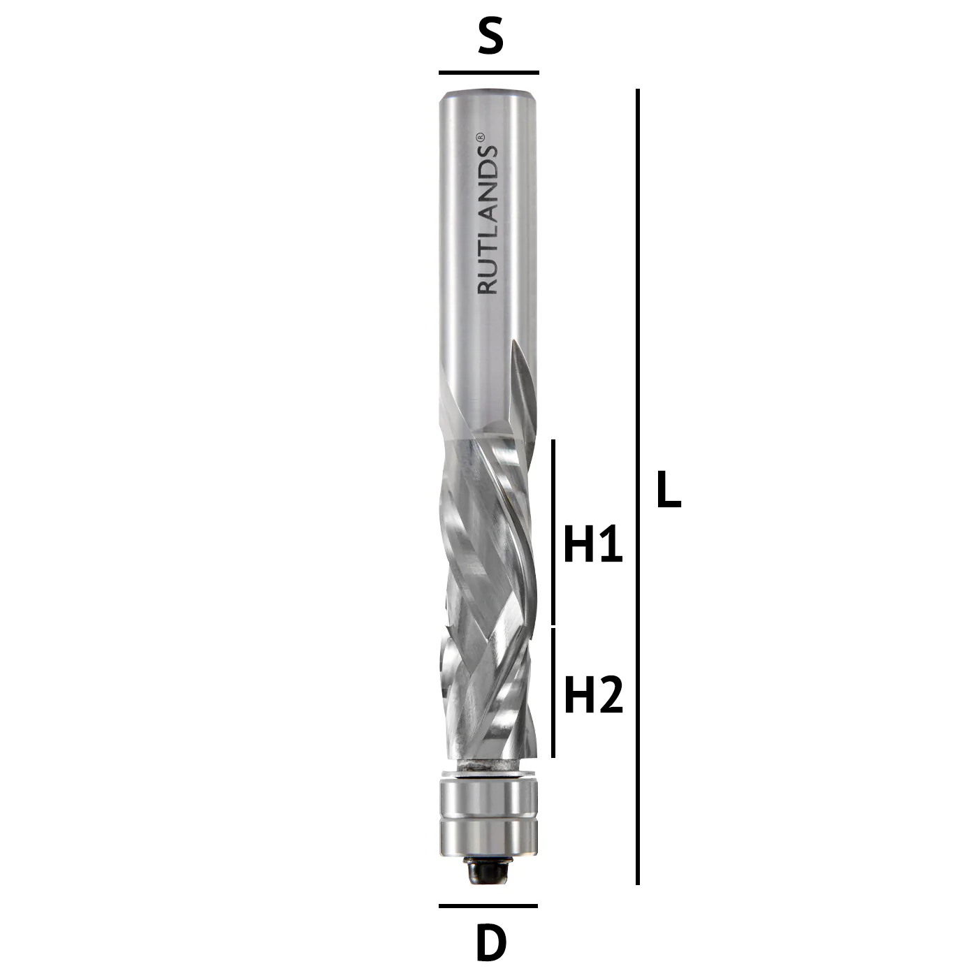 Solid Carbide Router Bit - Spiral Compression 2 Flute with 2 Bearings - Image 3