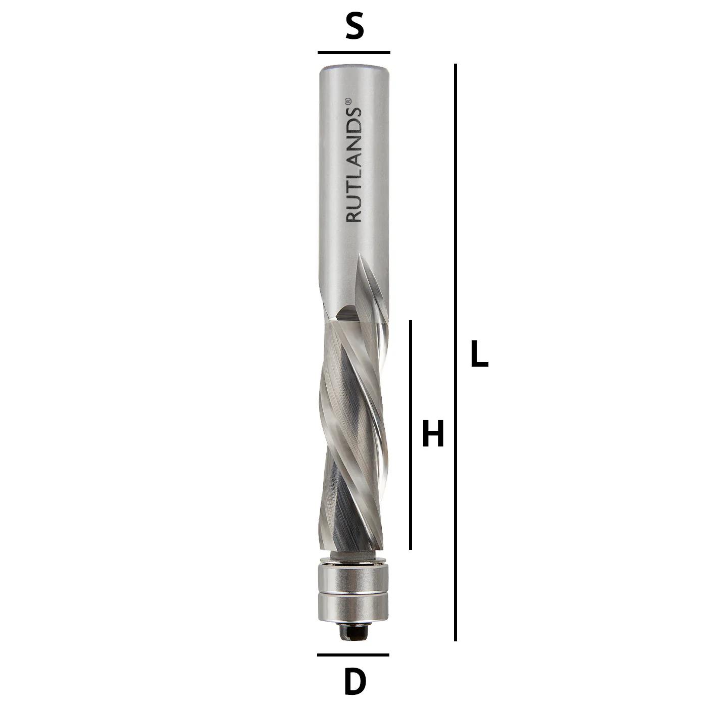 Solid Carbide Router Bit - Spiral Down Cut 2 Flute with 2 Bearings - Image 3