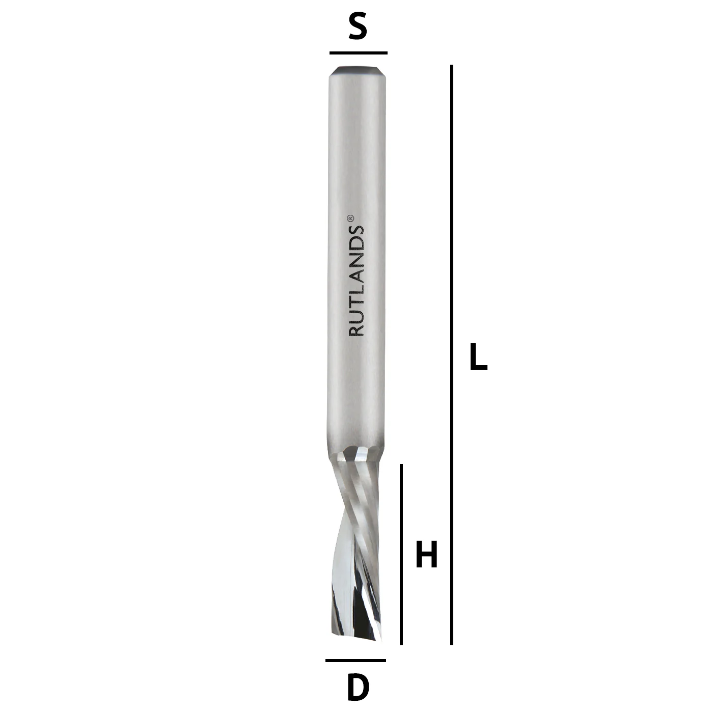 Solid Carbide Router Bit - Spiral Down Cut Acrylic - D=6.35mm H=19mm L=63mm S=1/4" - Image 3