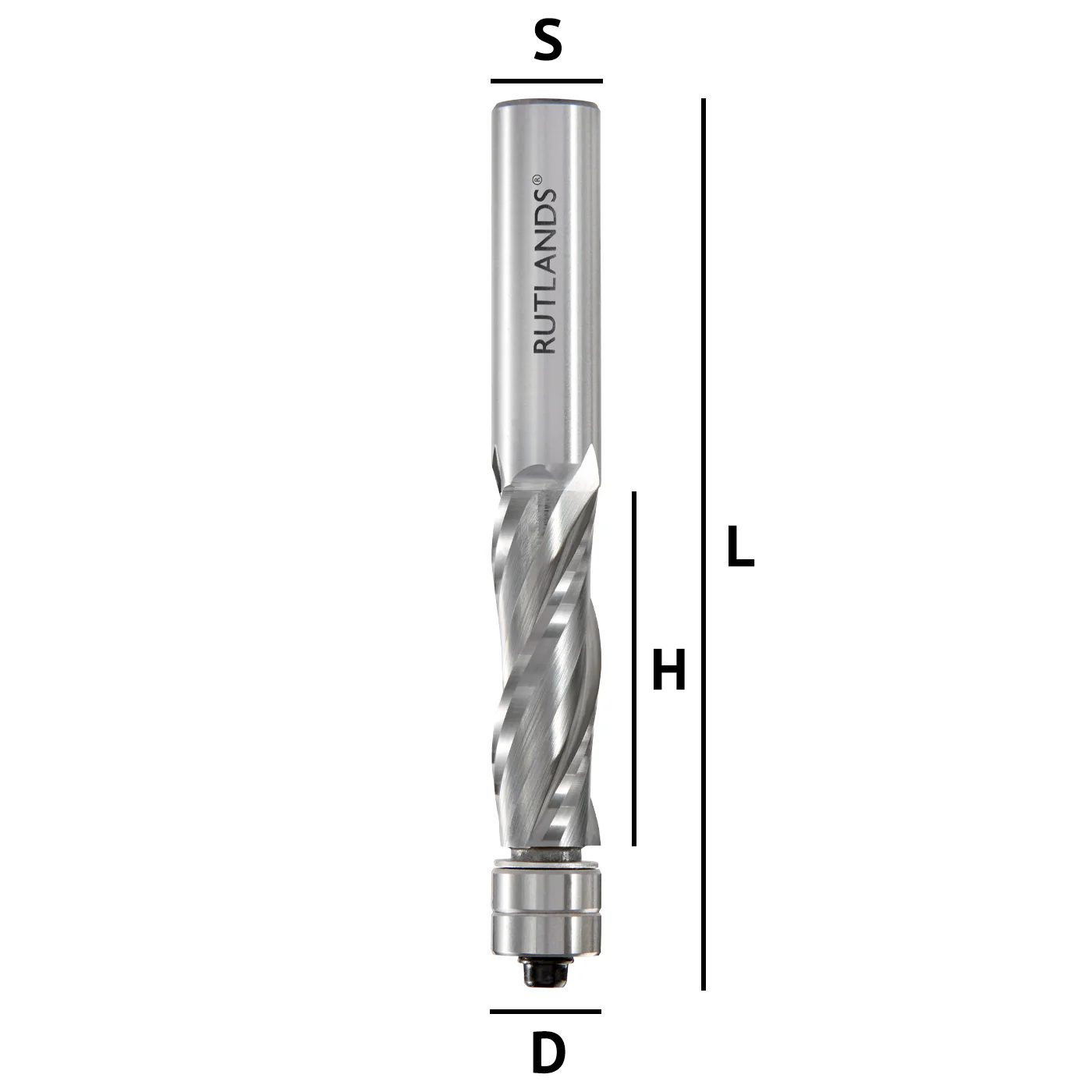 Solid Carbide Router Bit - Spiral Up Cut 2 Flute with 2 Bearings - Image 3