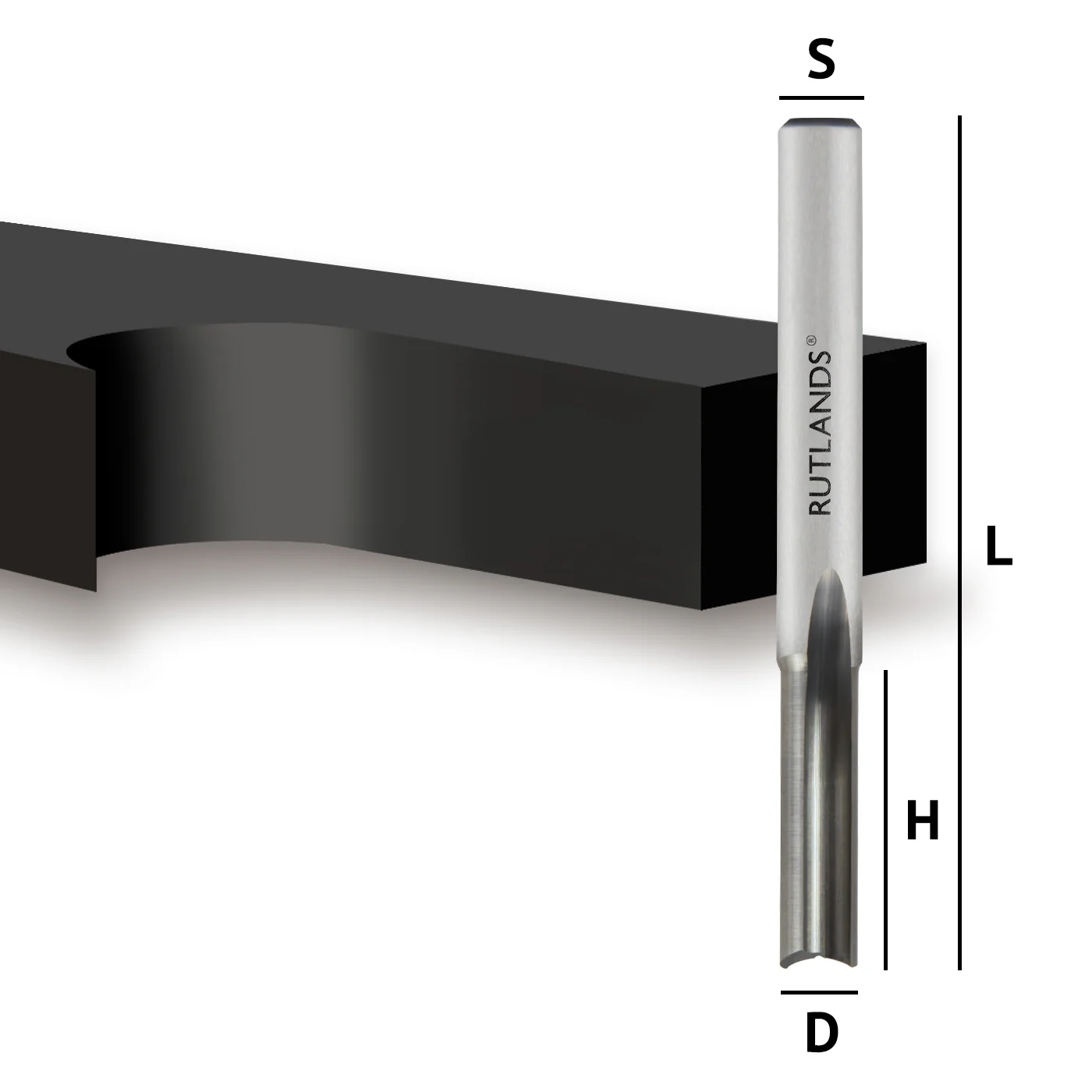 Solid Carbide Router Bit - Straight Acrylic 2 Flute - D=6.35mm H=19mm L=63.5mm S=1/4"